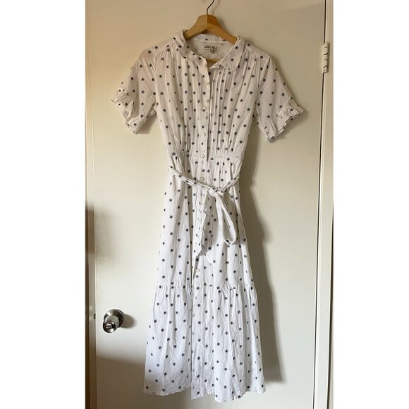 White Alex Mill Belted Field Daisy Midi Shirt Dress XS Cotton - Picture 2 of 5